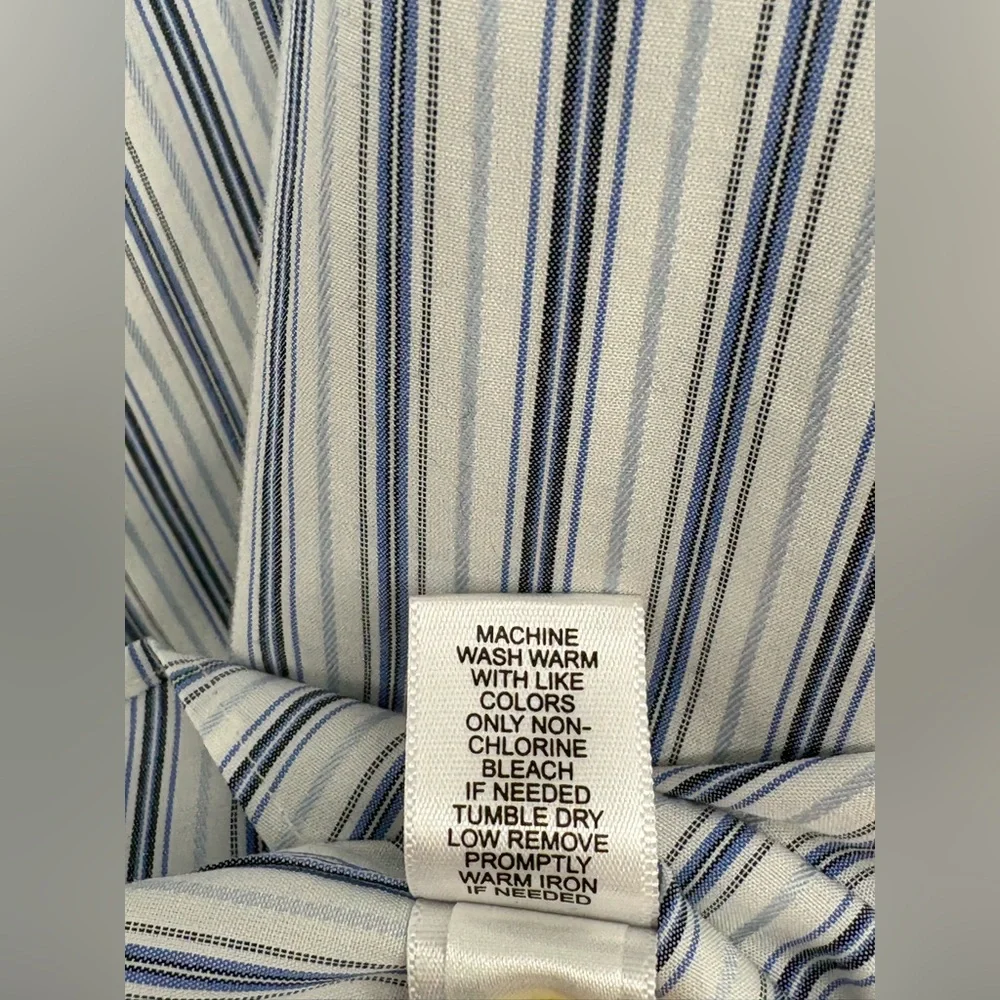 BANANA REPUBLIC Shirt Non-Iron Classic Fit Blue Striped Mens XL (17-17 1/2)
